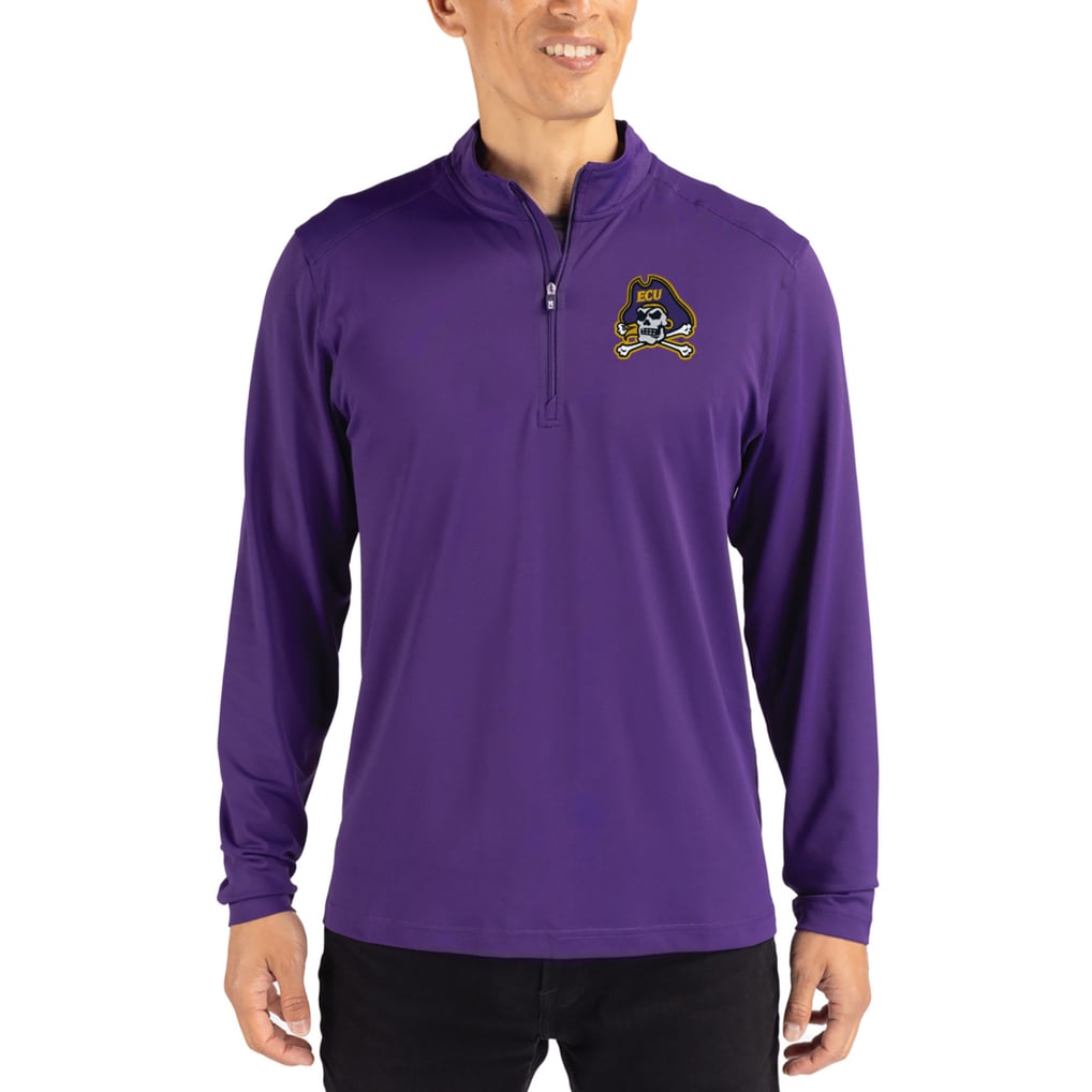  ECU Pirates Cutter & Buck Virtue DryTec Quarter-Zip Pullover - Purple